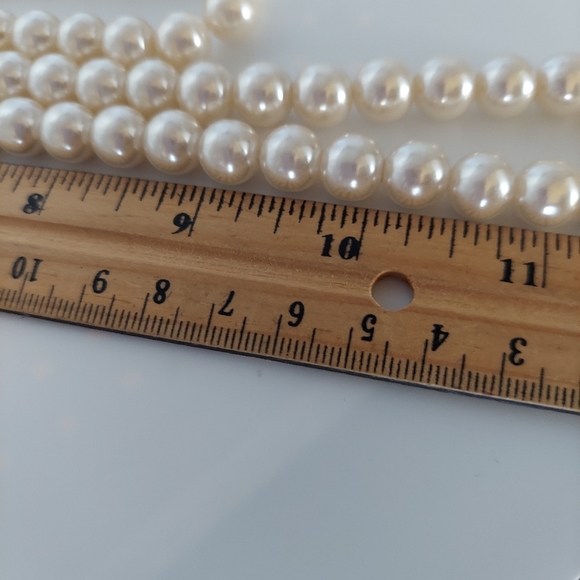 Beautiful Statement Faux Pearl Necklace&Enamel Dark Green&Maroon Metal Segments. - Picture 8 of 12